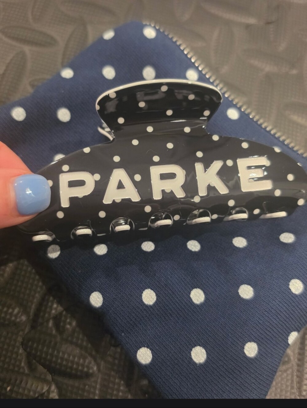 Parke Sold Out Polka Dot Black Claw Clip + Bag